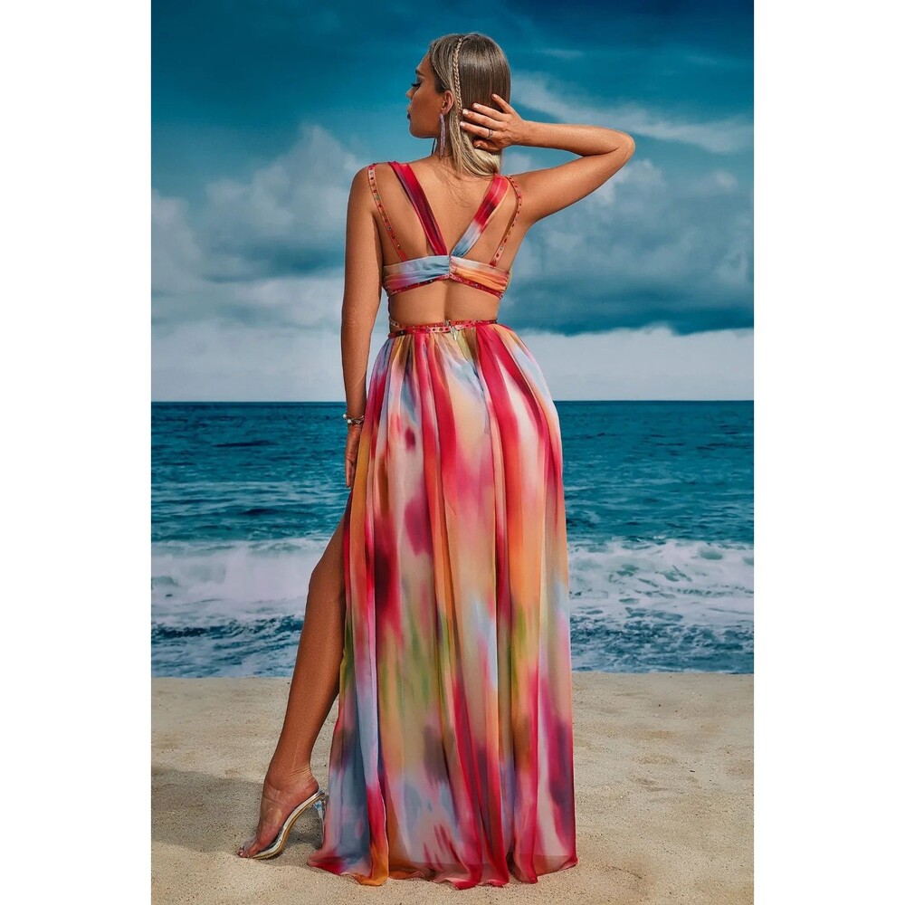 NWT Bella Barnett Women Eileen Printed Maxi Dress Size Large D125 -24 - Picture 2 of 16